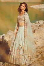 Load image into Gallery viewer, Blue Organza Lehenga Set