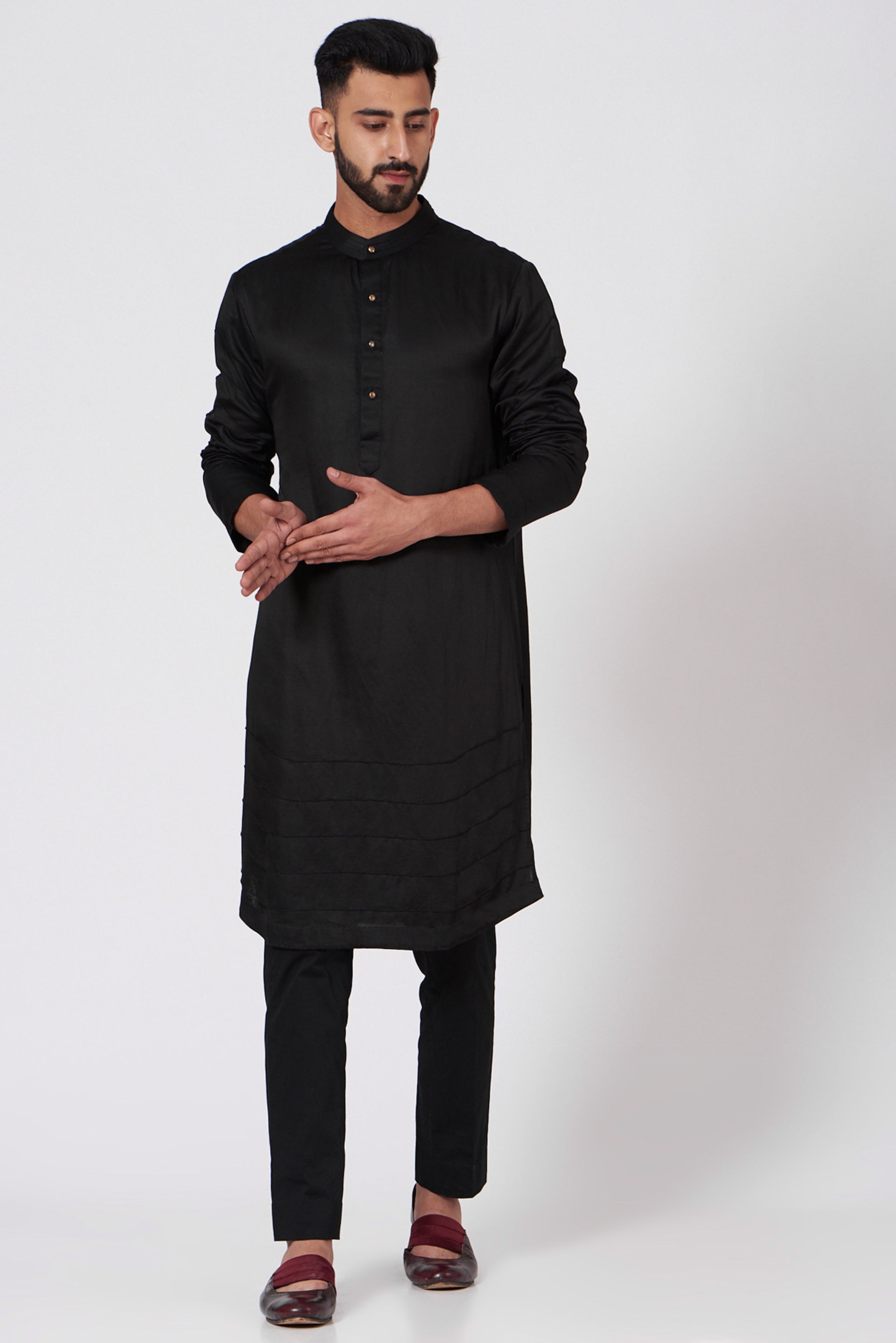 Black Kurta Imported Silk Churidar main image 0
