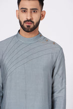 Load image into Gallery viewer, Chateau Grey Shoulder buttoned Kurta set