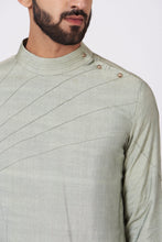 Load image into Gallery viewer, Sage Green Shoulder buttoned Kurta set