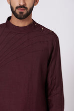 Load image into Gallery viewer, Wine Shoulder buttoned Kurta set