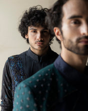 Load image into Gallery viewer, Midnight blue and teal Colorblock
Contemporary Jacket