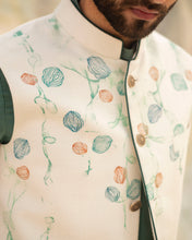 Load image into Gallery viewer, Handpaint Ivory nehru jacket
