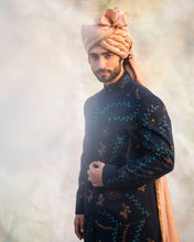 Load image into Gallery viewer, Midnight blue handpaint achkan