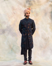 Load image into Gallery viewer, Midnight blue handpaint achkan