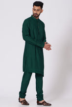 Load image into Gallery viewer, Emerald Green Drape Kurta