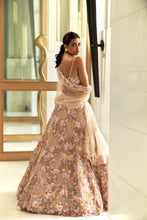 Load image into Gallery viewer, Peach Floral Lehenga Set