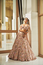 Load image into Gallery viewer, Peach Floral Lehenga Set