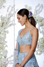 Load image into Gallery viewer, Powder Blue Mirror Work Lehenga Set