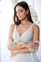 Load image into Gallery viewer, Powder Blue Pearl Lehenga Set