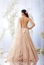 Load image into Gallery viewer, Peach Mirror Work Lehenga Set