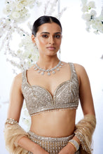 Load image into Gallery viewer, Gold Silver Block Pattern Lehenga Set
