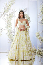 Load image into Gallery viewer, Lime Yellow Floral Lehenga Set