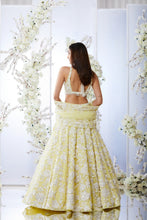 Load image into Gallery viewer, Lime Yellow Floral Lehenga Set