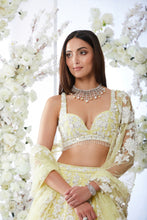Load image into Gallery viewer, Lime Yellow Floral Lehenga Set