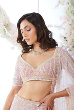 Load image into Gallery viewer, Crepe Pink Mutli-Coloured Sequin Lehenga Set