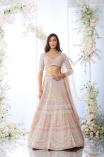 Load image into Gallery viewer, Crepe Pink Mutli-Coloured Sequin Lehenga Set