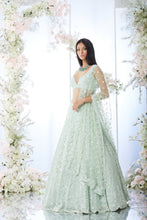 Load image into Gallery viewer, Mint Green Sequin Lehenga Set