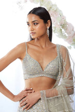 Load image into Gallery viewer, Silver Crystal Lehenga Set