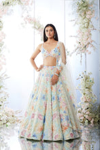 Load image into Gallery viewer, Pear Green Multi-Coloured Sequin Lehenga Set