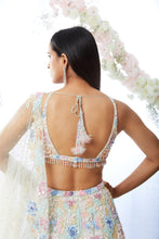 Load image into Gallery viewer, Pear Green Multi-Coloured Sequin Lehenga Set