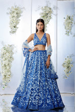 Load image into Gallery viewer, Blue on Blue Resham Work Lehenga Set