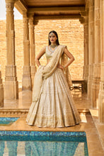 Load image into Gallery viewer, Ivory & Gold Gota Patti Lehenga Set