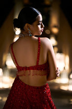 Load image into Gallery viewer, Red Sequin Lehenga Set