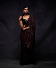 Load image into Gallery viewer, Wine Sequin Saree