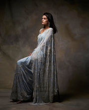 Load image into Gallery viewer, Powder Blue Ivory Saree