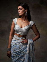Load image into Gallery viewer, Powder Blue Ivory Saree