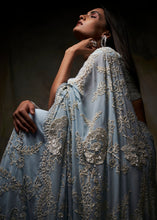 Load image into Gallery viewer, Powder Blue Ivory Saree
