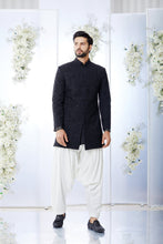 Load image into Gallery viewer, Black on Black Short Sherwani Set