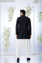 Load image into Gallery viewer, Black on Black Short Sherwani Set