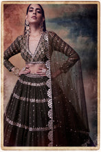 Load image into Gallery viewer, Olive Tier Lehenga Set
