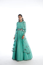 Load image into Gallery viewer, Dull Green Mint Chiffon Anarkali Set