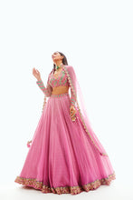 Load image into Gallery viewer, Dull Pink Applique Mirrororganza Lehenga