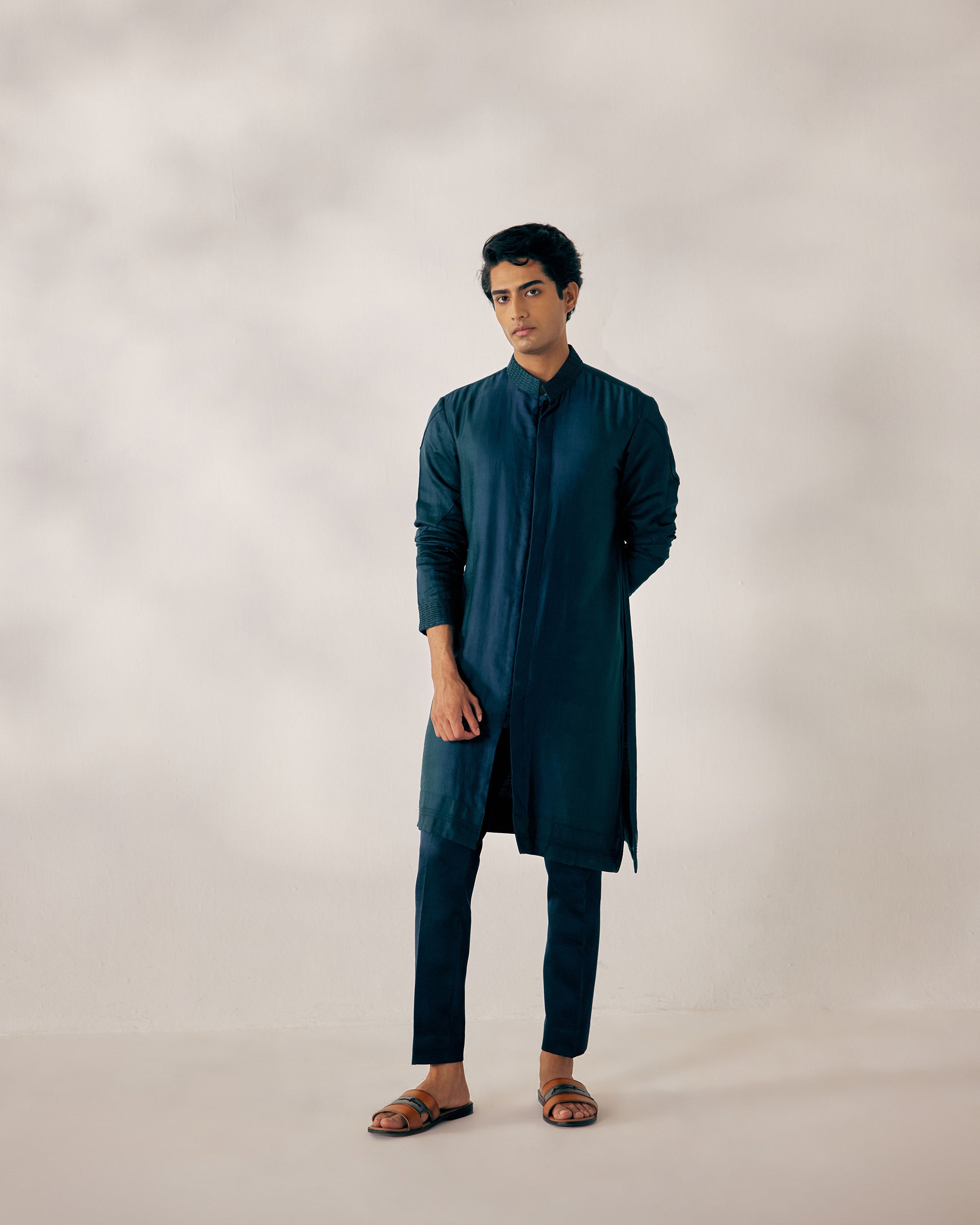 Peacock Blue Floral Print Rayon Kurta Set with Dupatta
