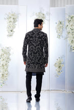 Load image into Gallery viewer, Black Zardosi Short Sherwani Set