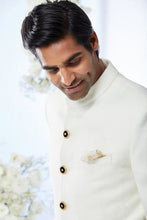 Load image into Gallery viewer, Ivory Black Meena Button Sherwani Set