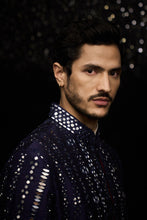 Load image into Gallery viewer, Midnight Mirror Work Sherwani Set