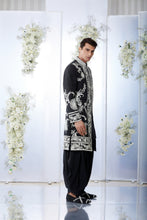 Load image into Gallery viewer, Black & White Sherwani Set