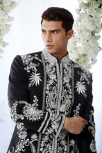 Load image into Gallery viewer, Black & White Sherwani Set