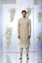 Load image into Gallery viewer, Cream Gold Multi-Coloured Sherwani Set