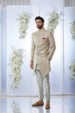 Load image into Gallery viewer, Silver & Gold Zari Sherwani Set