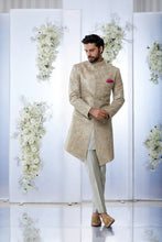Load image into Gallery viewer, Silver & Gold Zari Sherwani Set