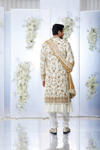 Load image into Gallery viewer, Ivory & Gold Zaridosi Sherwani Set