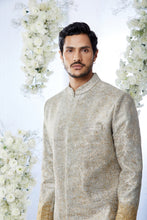 Load image into Gallery viewer, Gold & Silver Zari Sherwani Set