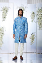 Load image into Gallery viewer, Marble Blue Sherwani Set