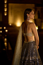 Load image into Gallery viewer, Navy Mirror Work Lehenga Set
